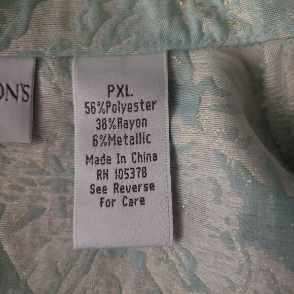 Drapers & Damons Petites Womens Size PXL Full Zip Jacket Light Blue Gold Floral - Picture 8 of 9